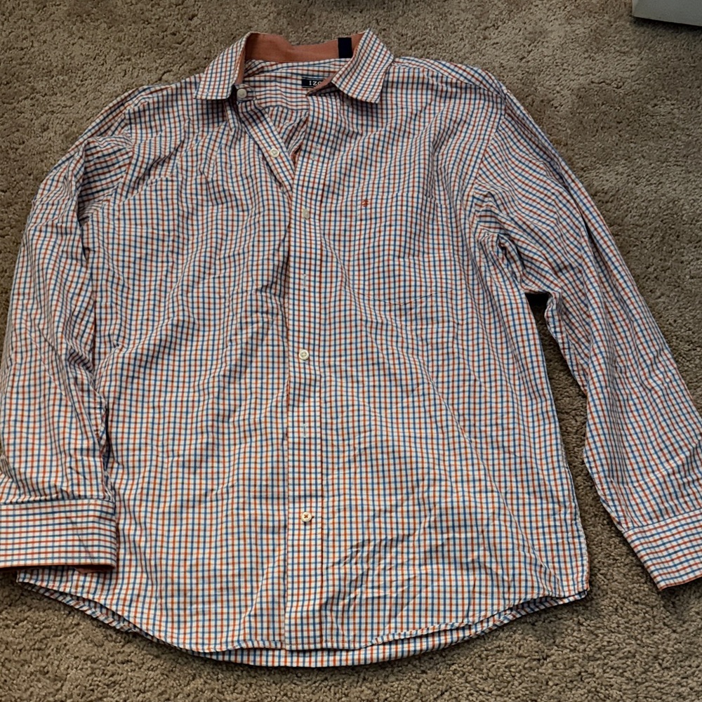 Izod Men's Checkered Button Down Long Sleeve